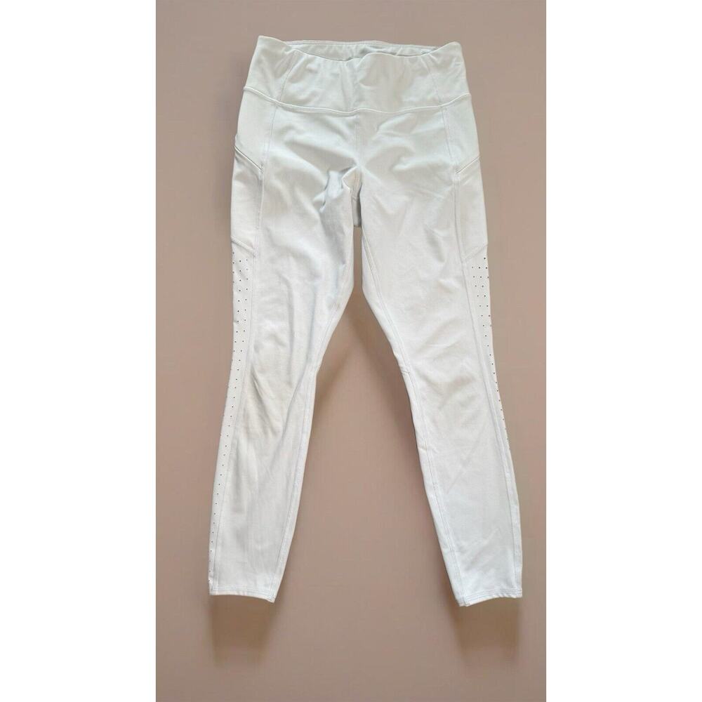 Athleta White Laser Cut Leggings 7/8 Length Size Small Mid Rise Athletic Wear
